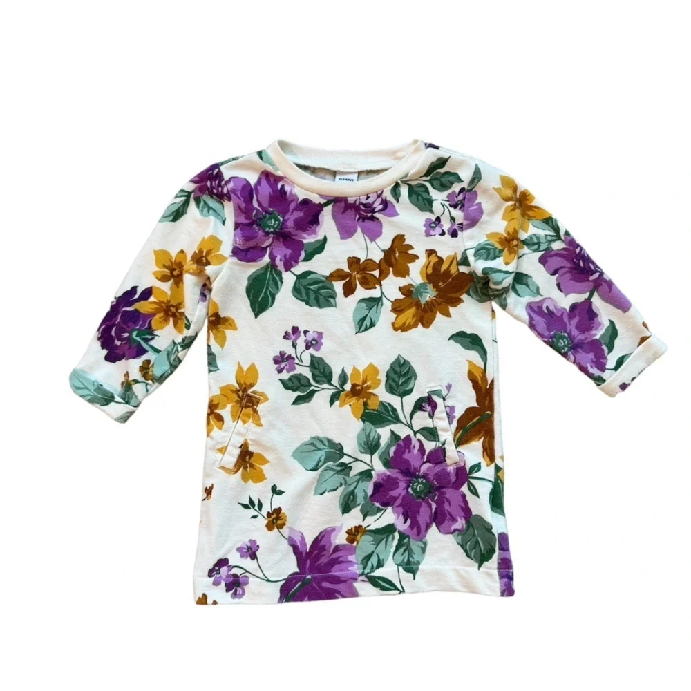 Old Navy baby girl dress long sleeve fall dress floral pockets size 12-18 months